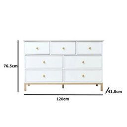 Melody Maison Large 7 Drawer Chest Of Drawers - Aisby White Range - thumbnail 9