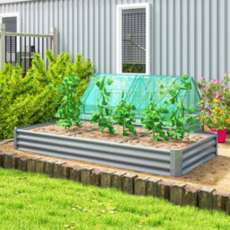 Outsunny Galvanised Raised Garden Bed, 240X120X30Cm Raised Bed, Silver - thumbnail 1