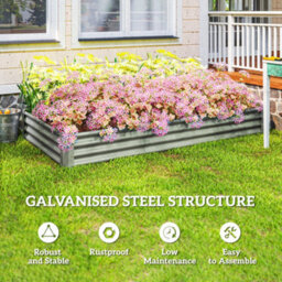 Outsunny Galvanised Raised Garden Bed, 240X120X30Cm Raised Bed, Silver - thumbnail 5