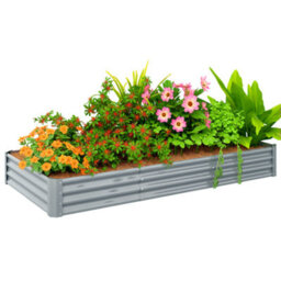 Outsunny Galvanised Raised Garden Bed, 240X120X30Cm Raised Bed, Silver - thumbnail 2