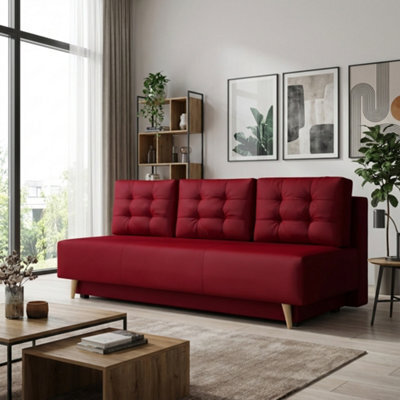 Bella Upholstered Sofa Bed With Polyurethane Foam And Bonell Springs Wooden Frame Storage Sleep Area 200X142 Red - image 1
