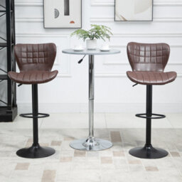 Homcom Bar Stools Set Of 2 Adjustable Height Swivel Pu Leather Bar Chairs Brown - thumbnail 7