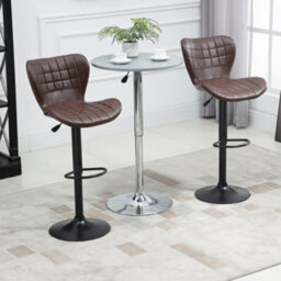 Homcom Bar Stools Set Of 2 Adjustable Height Swivel Pu Leather Bar Chairs Brown - thumbnail 1