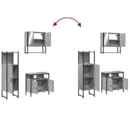 Berkfield 3 Piece Bathroom Furniture Set Grey Sonoma Engineered Wood - thumbnail 9