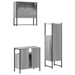 Berkfield 3 Piece Bathroom Furniture Set Grey Sonoma Engineered Wood - thumbnail 8