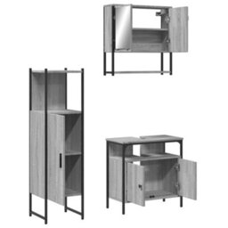 Berkfield 3 Piece Bathroom Furniture Set Grey Sonoma Engineered Wood - thumbnail 5