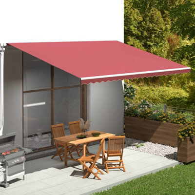 Walplus Replacement Fabric For Awning Garden Sun Shade Canopy Gazebo For Back Door, Porch, Patio Burgundy Red 5X3.5 M