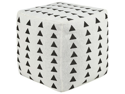 Beliani Boho Pouffe 45 X 45 X 45Cm White And Black Geometric Pattern Handmade - image 1