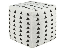 Beliani Boho Pouffe 45 X 45 X 45Cm White And Black Geometric Pattern Handmade - thumbnail 1