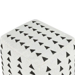Beliani Boho Pouffe 45 X 45 X 45Cm White And Black Geometric Pattern Handmade - thumbnail 3