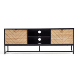 Tv Unit Cabinet Stand Modern 2 Door W/ Storage & Shelves - thumbnail 6