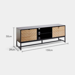 Tv Unit Cabinet Stand Modern 2 Door W/ Storage & Shelves - thumbnail 2