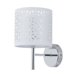 First Choice Lighting Set Of 2 Brea - Chrome Wall Lights With White Cut Out Shade - thumbnail 2