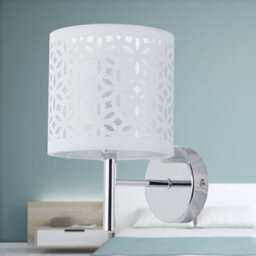 First Choice Lighting Set Of 2 Brea - Chrome Wall Lights With White Cut Out Shade - thumbnail 4