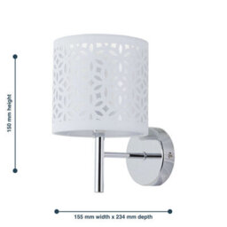 First Choice Lighting Set Of 2 Brea - Chrome Wall Lights With White Cut Out Shade - thumbnail 6