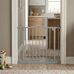 Safetots Curved Top Safety Gate, 234Cm - 243Cm, Matt Grey, Pressure Fit Stair Gate - thumbnail 2