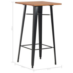 Walplus Bar Table Black 60X60X108 Cm Solid Pine Wood Steel - thumbnail 6
