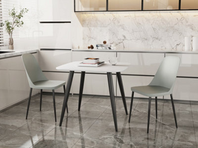 Core Products Aspen White 80Cm Square Dining Table With 2 Light Grey Plastic Duo Design Chairs - image 1