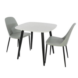 Core Products Aspen White 80Cm Square Dining Table With 2 Light Grey Plastic Duo Design Chairs - thumbnail 2
