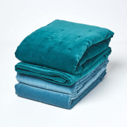 Homescapes Emerald Green Velvet Quilted Throw, 125 X 150 Cm - thumbnail 6
