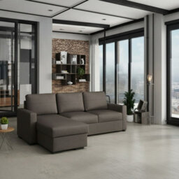 Tokio D Brown Reversible Corner Sofa Bed Modern Design With Pull Out Sleep Function And Built In Storage
