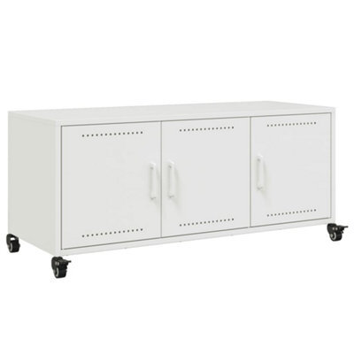 Berkfield Durable Tv Cabinet White 100.5X39X43.5 Cm Steel - image 1