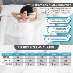 Home Treats Mattress Topper Double Thick Comfortable Quilted Bed Topper With Elastic Straps  1350mm X 1900mm - thumbnail 8