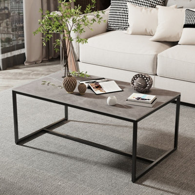 Fativo Fatiov Heavy Duty Sintered Stone Marble Coffee Table Center Tea Table, Grey, L39.4Xw23.6Xh16.2In - image 1