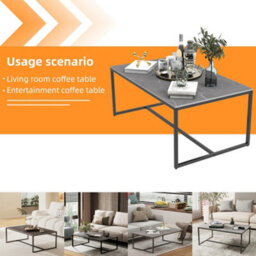 Fativo Fatiov Heavy Duty Sintered Stone Marble Coffee Table Center Tea Table, Grey, L39.4Xw23.6Xh16.2In - thumbnail 6