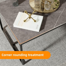 Fativo Fatiov Heavy Duty Sintered Stone Marble Coffee Table Center Tea Table, Grey, L39.4Xw23.6Xh16.2In - thumbnail 8