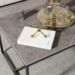 Fativo Fatiov Heavy Duty Sintered Stone Marble Coffee Table Center Tea Table, Grey, L39.4Xw23.6Xh16.2In - thumbnail 3