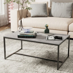 Fativo Fatiov Heavy Duty Sintered Stone Marble Coffee Table Center Tea Table, Grey, L39.4Xw23.6Xh16.2In - thumbnail 5