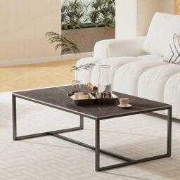 Fativo Fatiov Heavy Duty Sintered Stone Marble Coffee Table Center Tea Table, Grey, L39.4Xw23.6Xh16.2In - thumbnail 4