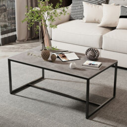 Fativo Fatiov Heavy Duty Sintered Stone Marble Coffee Table Center Tea Table, Grey, L39.4Xw23.6Xh16.2In