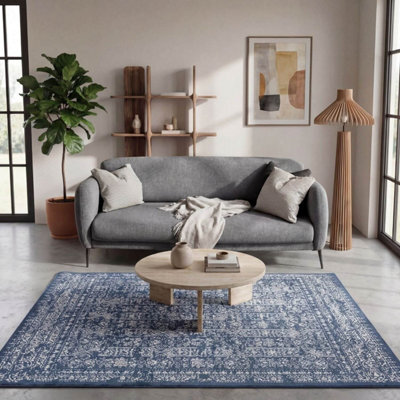 The Rugs Montana Blue Oriental Area Rug And Runner Soft Durable Pet Friendly Easy To Clean Living Room Bedroom Hallway 3716Bl - image 1