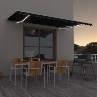 Berkfield Manual Retractable Awning With Led 500X300 Cm Anthracite - image 1