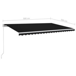 Berkfield Manual Retractable Awning With Led 500X300 Cm Anthracite - thumbnail 7