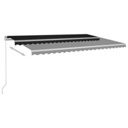 Berkfield Manual Retractable Awning With Led 500X300 Cm Anthracite - thumbnail 4