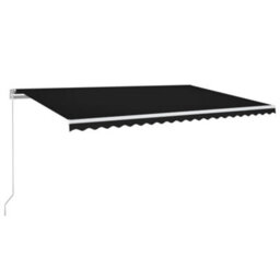 Berkfield Manual Retractable Awning With Led 500X300 Cm Anthracite - thumbnail 2