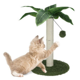 Urbn-Living Urbnliving 50Cm Height Cat Scratch Post Green Tree On Stand With Hanging Ball Kitten Claws Durable Scratcher Play Toy Mat - thumbnail 6