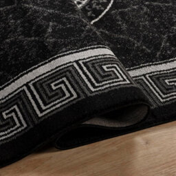 Black Modern Border Design Area Rug  120X170 Cm Soft Thick Pile Living Room Bedroom Large Non Shedding Carpet - thumbnail 3