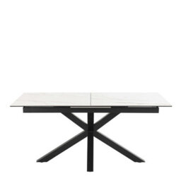 Wyld Haus Perth 168-210Cm White Marble-Effect Ceramic Extendable Dining Table With Black Metal Legs - thumbnail 3