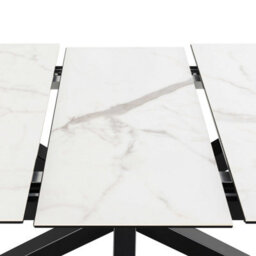 Wyld Haus Perth 168-210Cm White Marble-Effect Ceramic Extendable Dining Table With Black Metal Legs - thumbnail 7