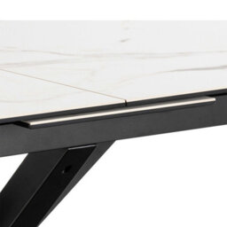 Wyld Haus Perth 168-210Cm White Marble-Effect Ceramic Extendable Dining Table With Black Metal Legs - thumbnail 6