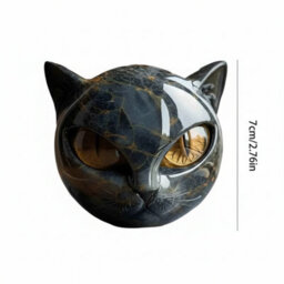 Black Cat Resin Figurine  Marble Texture Desk Decor - thumbnail 2