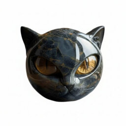 Black Cat Resin Figurine  Marble Texture Desk Decor - thumbnail 5