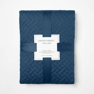 Ohs Geo Pinsonic Blanket Throw Quilted Bedspread, Navy - 150 X 200Cm - image 1