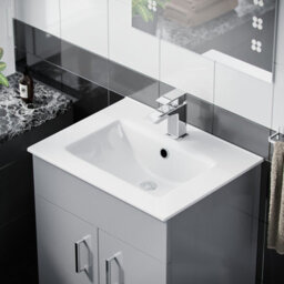 Nes Home Nanuya 500mm Floorstanding Slim Basin Vanity Unit Grey - thumbnail 3