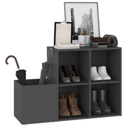 Berkfield Elegant Hall Shoe Cabinet Grey 105X35.5X70 Cm Engineered Wood - thumbnail 4