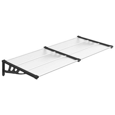 Berkfield Durable Door Canopy Black And Transparent 199X90 Cm Polycarbonate